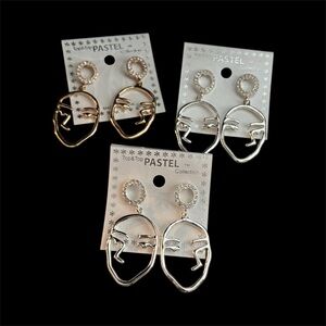 Pastel Collection Gold and Silver Face Earrings